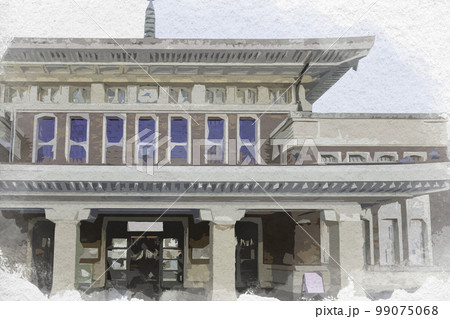 水彩画風　JR奈良駅　奈良市総合観光案内所　奈良駅二代目駅舎　奈良県奈良市 99075068