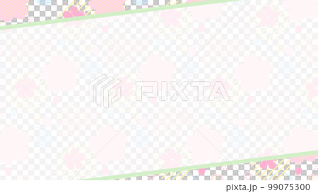 帶有流行和可愛形狀和櫻花圖案的卡片，白色背景，寬尺寸 99075300