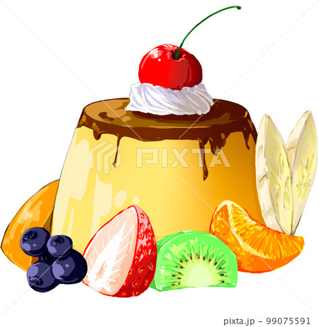 フレッシュフルーツたっぷりのプリンアラモード 99075591