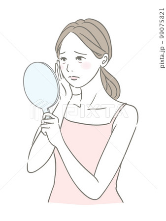 お肌の悩み 目元のたるみ くま くすみ 肌トラブルに悲しむ女性 99075821