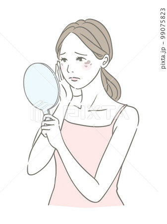 お肌の悩み シミ 肝斑 日焼け 肌トラブルに悲しむ女性 お肌の悩み シミ 肝斑 日焼け 肌トラブルに悲しむ女性 99075823