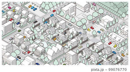 街並みの立体図. 都市の景観.  99076770