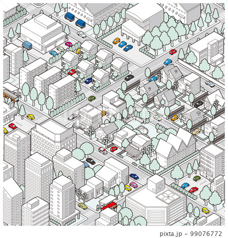 街並みの立体図. 都市の景観.  99076772