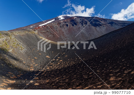 御殿庭上から見る宝永火口と富士山山頂 99077710
