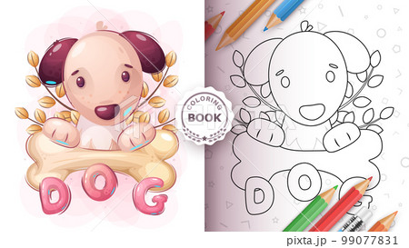 Dog in leaf - coloring page. Dog in leaf - coloring page. 99077831