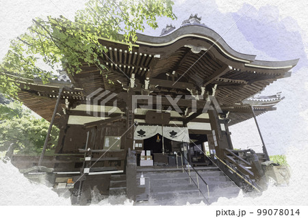 水彩画風 橘寺 本堂 奈良県明日香村 水彩画風 橘寺 本堂 奈良県明日香村 99078014