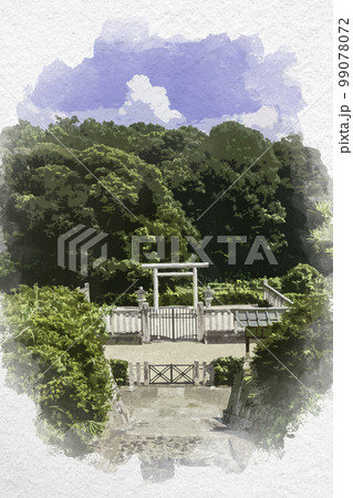 水彩画風 欽明天皇陵 奈良県明日香村 水彩画風 欽明天皇陵 奈良県明日香村 99078072