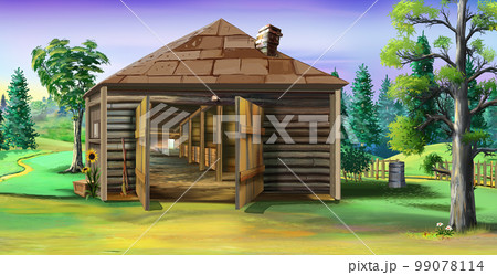 Stable at the ranch illustration Stable at the ranch illustration 99078114
