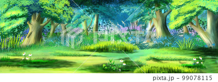 Deciduous forest in summer illustration Deciduous forest in summer illustration 99078115