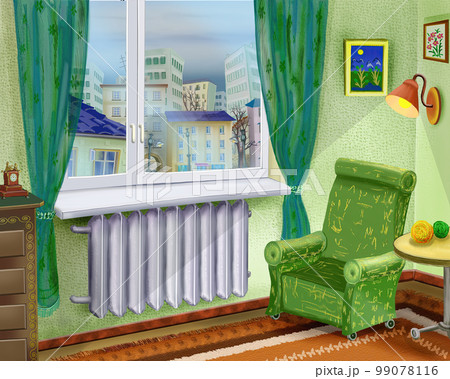 Armchair by the window illustration Armchair by the window illustration 99078116