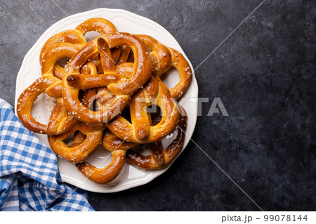 Freshly baked homemade pretzels Freshly baked homemade pretzels 99078144