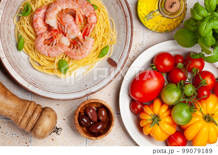 Pasta with shrimps Pasta with shrimps 99079189
