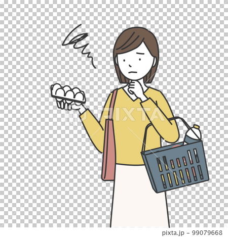 一位因食品價格上漲而煩惱的購物女性 99079668