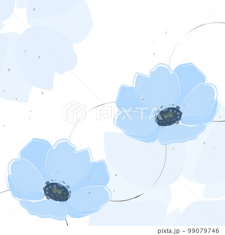 Floral minimalistic background with pink flowers. Delicate watercolor anemones. 99079746
