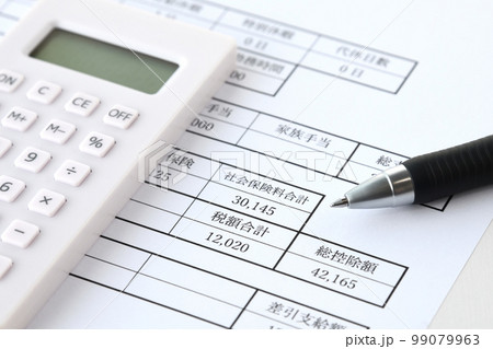 給料明細書―社会保険料合計部分のクローズアップ 99079963