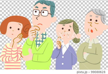 Thinking young couple and senior couple No outline 99080628