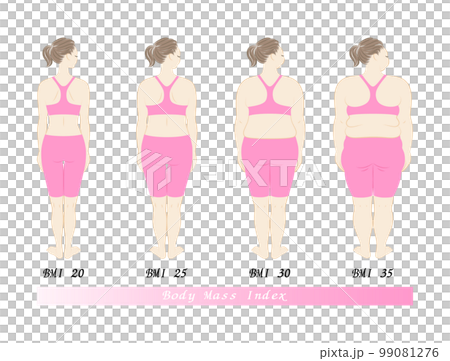 若い美人女性のダイエット前とダイエット後の体型変化のイラスト BMI ベクター 若い美人女性のダイエット前とダイエット後の体型変化のイラスト BMI ベクター 99081276