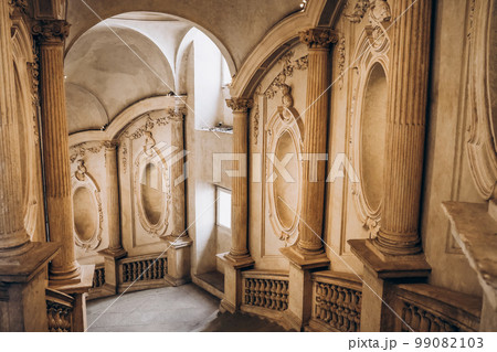 Turin, Piedmont, Italy, June 24th 2022. Interior facade of Palazzo Carignano Turin, Piedmont, Italy, June 24th 2022. Interior facade of Palazzo Carignano 99082103