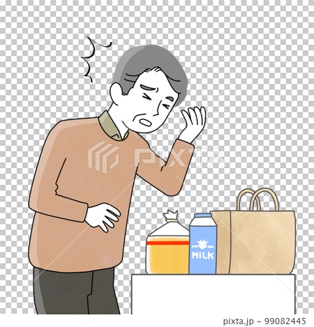 Elderly man who noticed that he forgot to buy 99082445