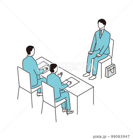 面接を受ける女性と審査する面接官 99083947