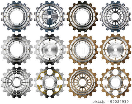 Collection of Metal Gears Isolated on White Background 99084959