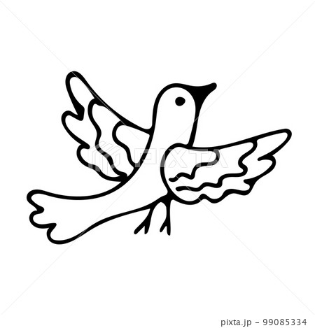 Doodle of cute flying bird on white background. Doodle of cute flying bird on white background. 99085334