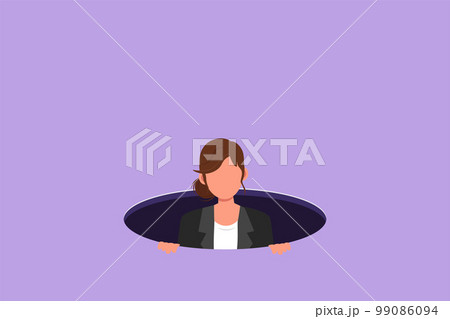 Graphic flat design drawing unlucky businesswoman emerges from hole. Concept of failure to take advantage of business opportunities. Depressed and business failure. Cartoon style vector illustration Graphic flat design drawing unlucky businesswoman emerges from hole. Concept of failure to take advantage of business opportunities. Depressed and business failure. Cartoon style vector illustration 99086094