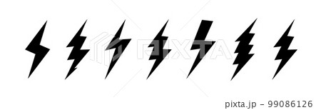 Lightning bolt icons with grunge isolated on white background. Vintage flash symbol, thunderbolt. Simple lightning strike sign. Vector Lightning bolt icons with grunge isolated on white background. Vintage flash symbol, thunderbolt. Simple lightning strike sign. Vector 99086126