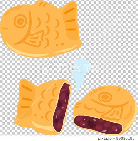半分に割ったたい焼き 99086193