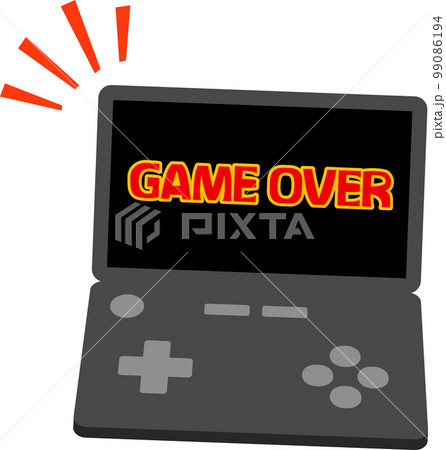 GAME OVERの文字が表示されたゲーム機 99086194
