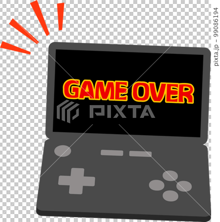 GAME OVERの文字が表示されたゲーム機 99086194