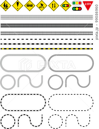 線路　いろいろな線路　罫線　標識　交通ルール　アイコン　地図作製 99086960
