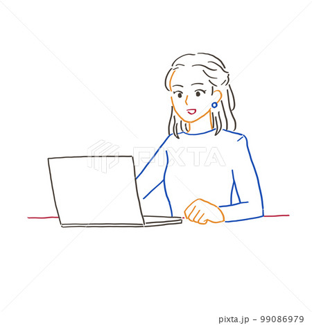 ノートパソコンに向かう女性 ノートパソコンに向かう女性 99086979