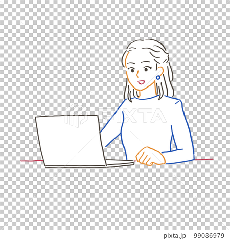 ノートパソコンに向かう女性 ノートパソコンに向かう女性 99086979