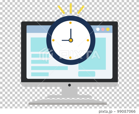 Personal computer, web design and clock. Deadline, delivery date, engineer. vector illustration Personal computer, web design and clock. Deadline, delivery date, engineer. vector illustration 99087066