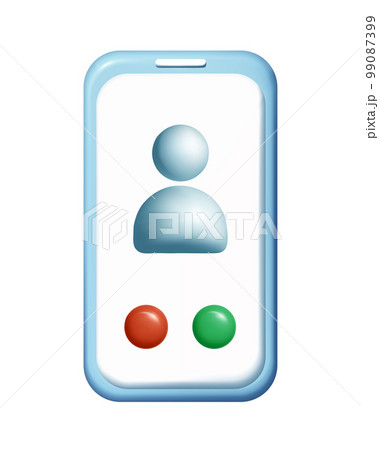 3d icon vector mesh phone. Device cell with red and green button. Human icon on smartphone screen. Customer service support concept 99087399