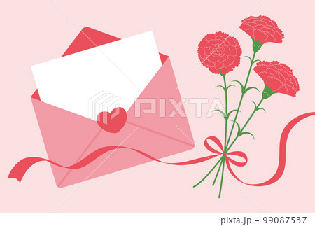 カーネーションの花束と手紙の背景イラスト カーネーションの花束と手紙の背景イラスト 99087537