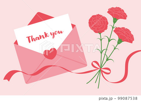 カーネーションの花束と手紙の背景イラスト 99087538