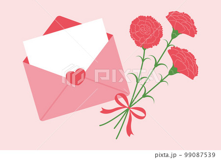 カーネーションの花束と手紙の背景イラスト 99087539
