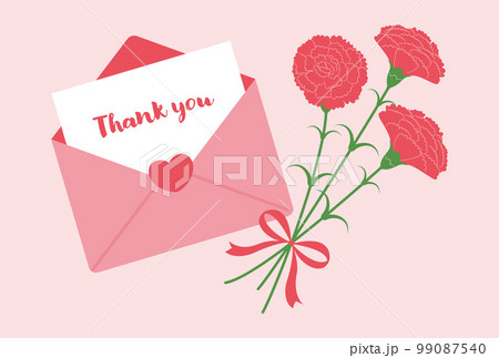 カーネーションの花束と手紙の背景イラスト 99087540