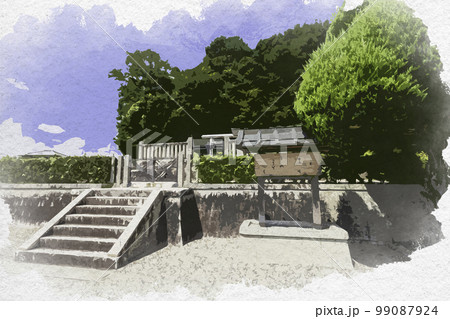 水彩画風 天武・持統天皇陵 奈良県明日香村 水彩画風 天武・持統天皇陵 奈良県明日香村 99087924