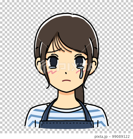 Illustration of a young housewife crying with tears (bust up) Illustration of a young housewife crying with tears (bust up) 99089122