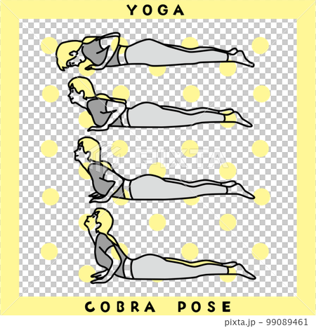 A woman doing yoga cobra pose to create beautiful proportions A woman doing yoga cobra pose to create beautiful proportions 99089461