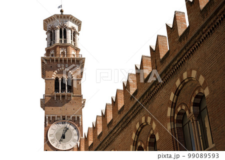 Lamberti Tower Isolated on White Background - Verona Italy Lamberti Tower Isolated on White Background - Verona Italy 99089593