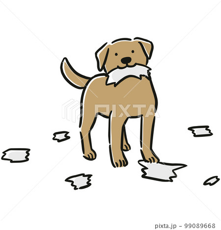 イタズラをする犬のイラスト 99089668
