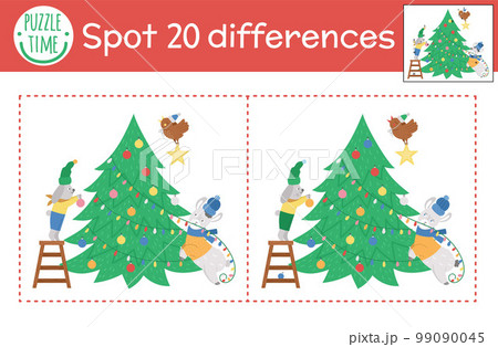 Christmas find differences game for children....のイラスト素材 [99090045] - PIXTA