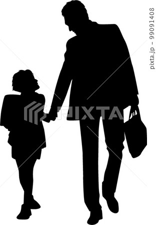 手をつなぐ父と子シルエット 手をつなぐ父と子シルエット 99091408