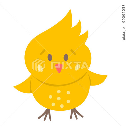 Vector funny chick icon. Spring, Easter or farm little bird illustration. Cute yellow chicken isolated on white background. 99092058