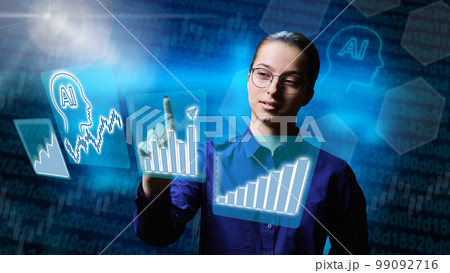 Teenage student studying economics using digital virtual screen Teenage student studying economics using digital virtual screen 99092716