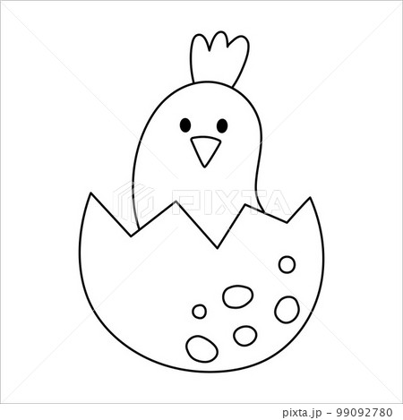 Vector black and white bird nestling icon. Little animal outline illustration. Cute line drawing of just hatched baby bird sitting in egg shell isolated on white background. Vector black and white bird nestling icon. Little animal outline illustration. Cute line drawing of just hatched baby bird sitting in egg shell isolated on white background. 99092780